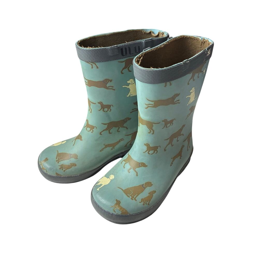 Hatley Unisex/Boys Blue Hunting Dogs Labrador Rainboot Size Toddler 7 No Handles